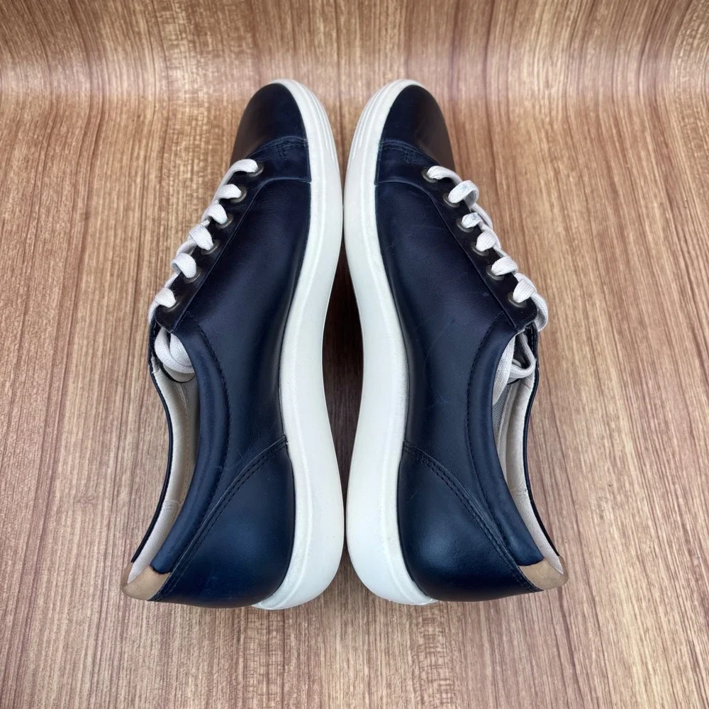 ECCO Soft 7 Sneakers Womens 10-10.5 Navy Blue Leather Low Top 43000311038